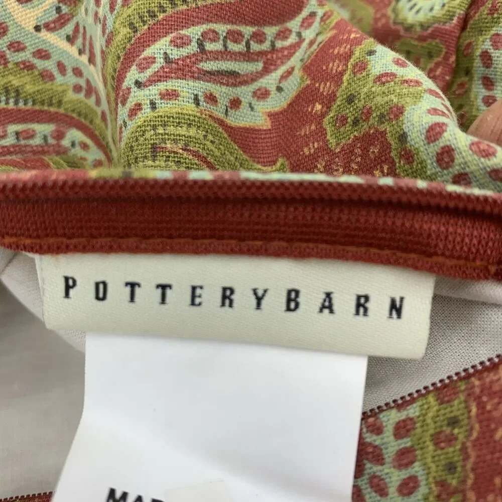 1- Pottery Barn Standard Pillow Sham 16x26 Cotton Linen Paisley Boho Farmhouse - Picture 5 of 6